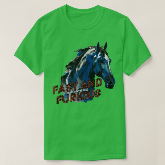 速く激しい競馬 Tシャツ (デザイン正面)