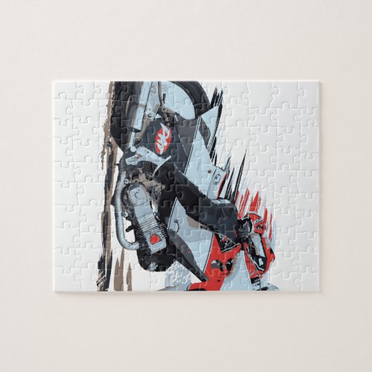 速く赤い高速自動車道路のオートバイ ジグソーパズル (横)