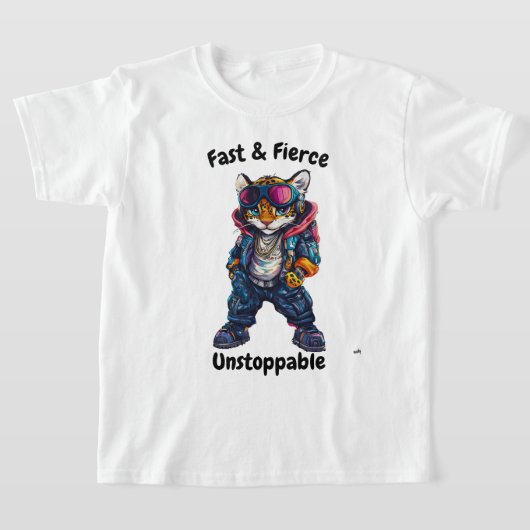 速く、激しく、止められない – Leopard クール Art Tシャツ (レイダウン)
