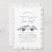 速すぎるブルーレースカーボーイ 2歳の誕生日 招待状 (正面)