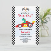 速すぎる恐竜レースカーの2歳誕生日パーティー 招待状 (スタンド正面)