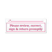 「速やかに見直し、訂正し、署名し、返却する」 セルフインキングスタンプ (デザイン)