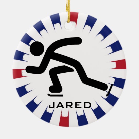 速パーソナライズされた度スケートで滑るオーナメント セラミックオーナメント (裏面)