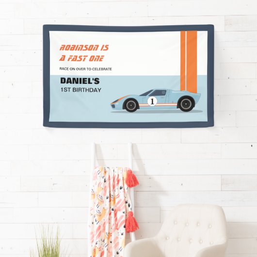 速モダンい1レースカーボーイ1歳誕生日 横断幕 (インサイチュ)