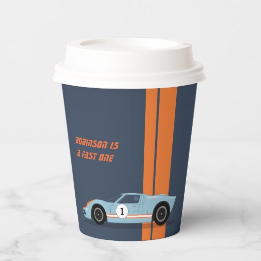速モダンい1レースカーボーイ1歳誕生日 紙コップ (正面)