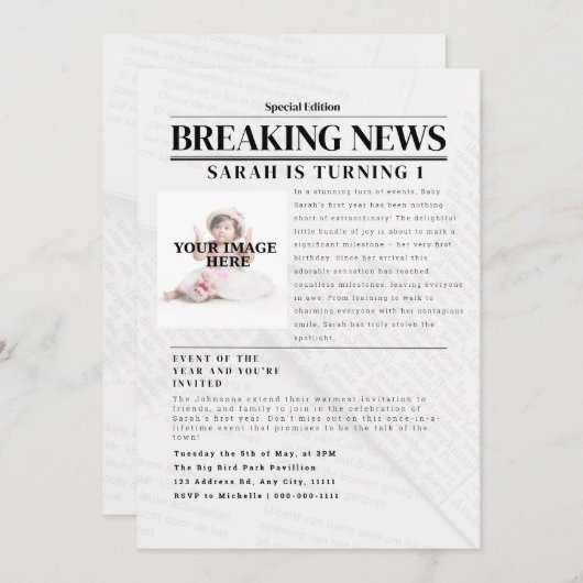 速報パーソナライズされた：子供の誕生日パーティー 招待状 (正面/裏面)