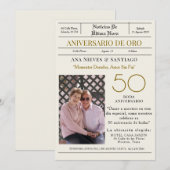 "速報" ゴールデン結婚記念日フォト 招待状 (正面/裏面)