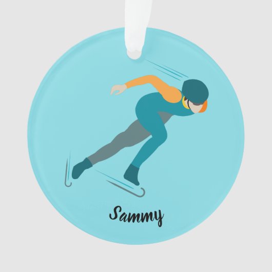 速度スケートで滑る オーナメント (正面)