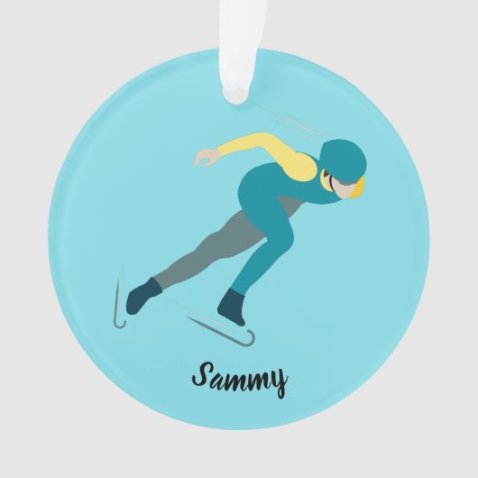 速度スケートで滑る オーナメント (正面)