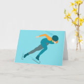 速度スケートで滑る カード (黄色い花)