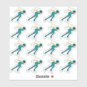 速度スケートで滑る シール