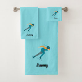 速度スケートで滑る バスタオルセット