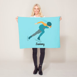 速度スケートで滑る フリースブランケット