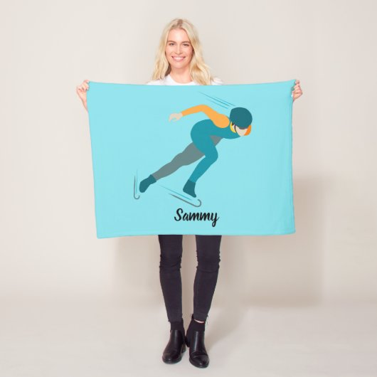 速度スケートで滑る フリースブランケット (インサイチュ)