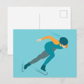 速度スケートで滑る ポストカード (正面/裏面)