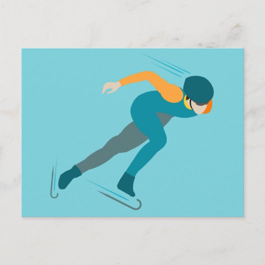 速度スケートで滑る ポストカード (正面)