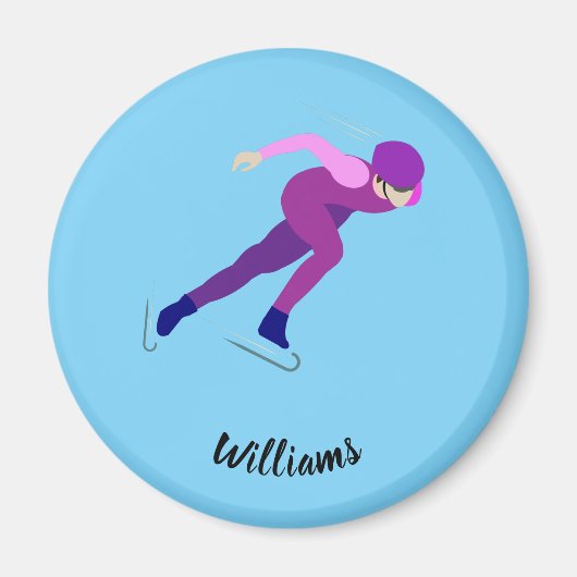 速度スケートで滑る マグネット (正面)