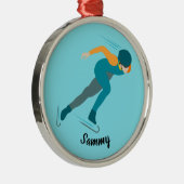 速度スケートで滑る メタルオーナメント (右)