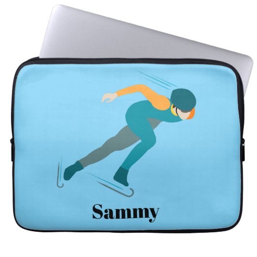 速度スケートで滑る ラップトップスリーブ (正面)