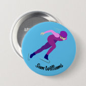 速度スケートで滑る 缶バッジ (正面&裏面)