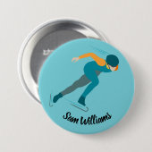 速度スケートで滑る 缶バッジ (正面&裏面)