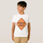 速度制限 オレンジ ダイヤモンド 道路標識 Tシャツ (正面フル)