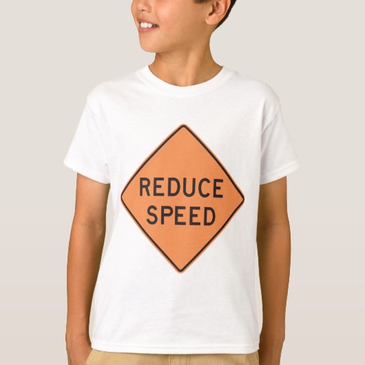 速度制限 オレンジ ダイヤモンド 道路標識 Tシャツ (正面)