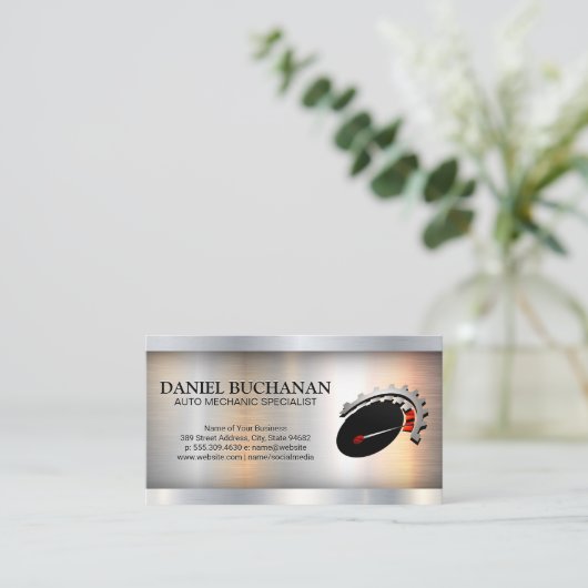 速度計 |金属工業 名刺 (スタンド正面)