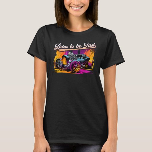 速改造く生まれは、筋肉の車のラットのロッド Tシャツ (正面)