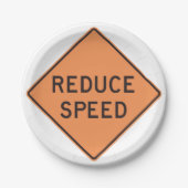 速減ら道路標識 ペーパープレート (正面)