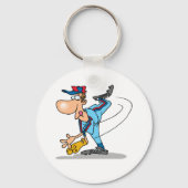 速球おもしろいを投げるアニメの野球投手 キーホルダー (正面)