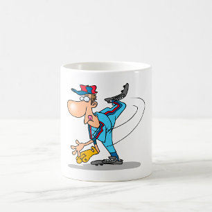 速球おもしろいを投げるアニメの野球投手 コーヒーマグカップ