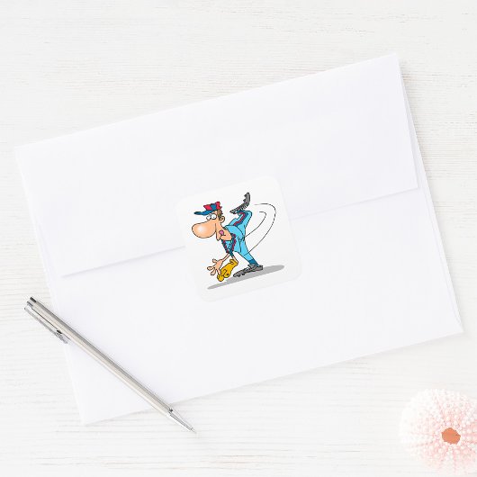 速球おもしろいを投げるアニメの野球投手 スクエアシール