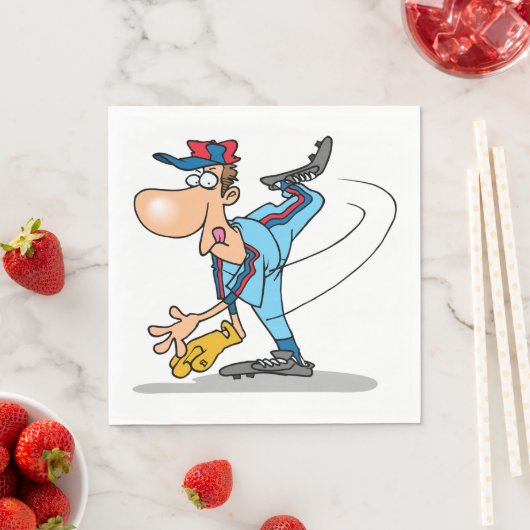 速球おもしろいを投げるアニメの野球投手 スタンダードランチョンナプキン (インサイチュ)