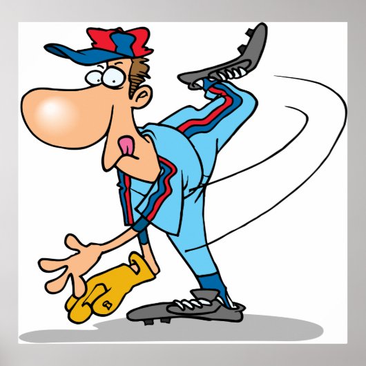 速球おもしろいを投げるアニメの野球投手 ポスター (正面)