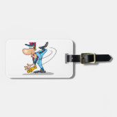 速球おもしろいを投げるアニメの野球投手 ラゲッジタグ (正面横)