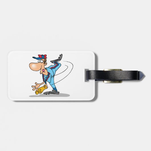 速球おもしろいを投げるアニメの野球投手 ラゲッジタグ (裏面横)