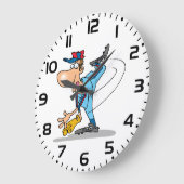 速球おもしろいを投げるアニメの野球投手 ラージ壁時計 (傾斜)