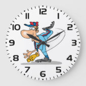 速球おもしろいを投げるアニメの野球投手 ラージ壁時計 (正面)