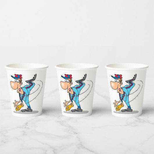 速球おもしろいを投げるアニメの野球投手 紙コップ