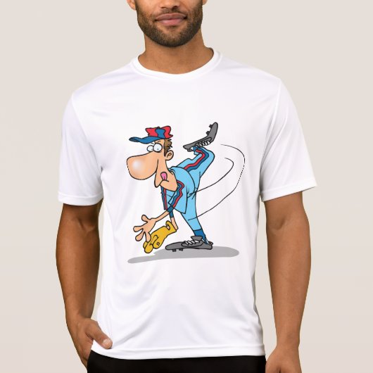 速球おもしろいを投げるアニメの野球投手 Tシャツ (正面)