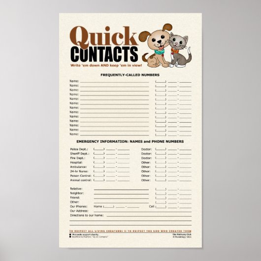 速連絡度[緊急および頻繁な番号] ポスター (正面)