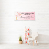 速達のこうのとりの女の赤ちゃんのシャワーの旗 横断幕 (インサイチュ)