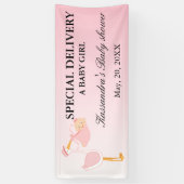 速達のこうのとりの女の赤ちゃんのシャワーの旗 横断幕 (縦)