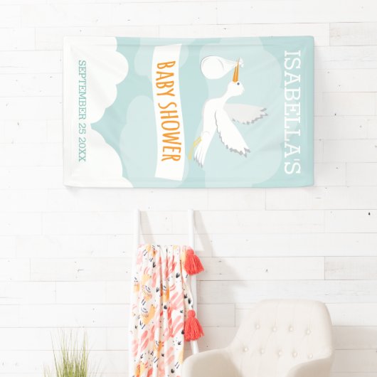 速達のこうのとりの男女兼用なベビーシャワー 横断幕 (インサイチュ)