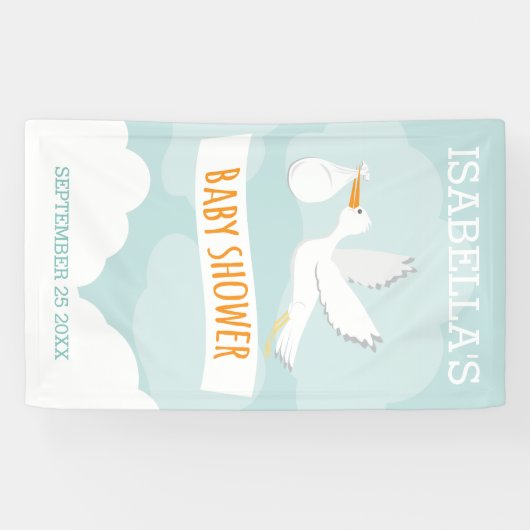 速達のこうのとりの男女兼用なベビーシャワー 横断幕 (横)