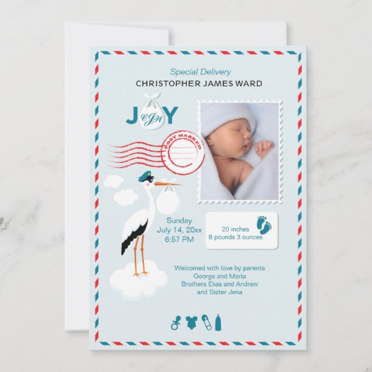 速達の写真の誕生の発表 案内状 (正面)