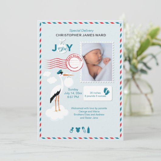 速達の写真の誕生の発表 案内状 (スタンド正面)