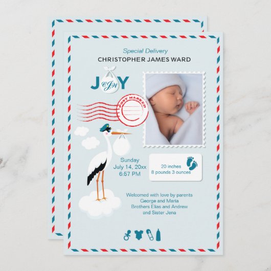 速達の写真の誕生の発表 案内状 (正面/裏面)