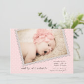 速達の甘い女の赤ちゃんの写真の誕生 案内状 (スタンド正面)